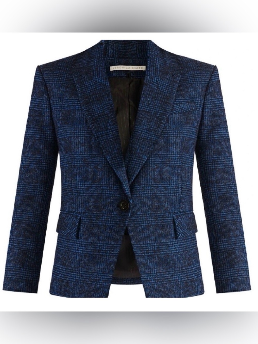 Veronica Beard Melvin Dickey Jacket Blue Black Plaid Wool Blazer Size 8